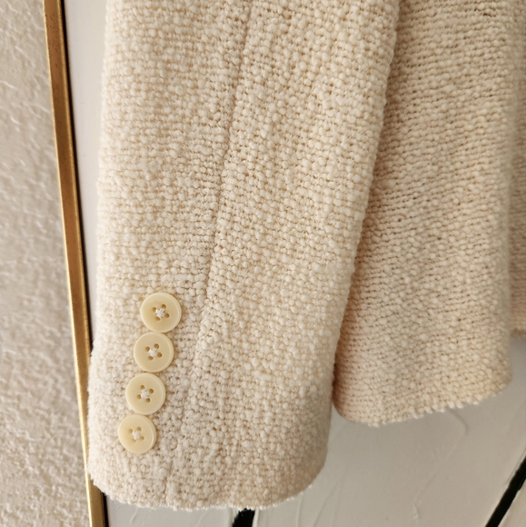 Ralph Lauren Black Label Nubby Wool Blend Ivory Blazer Size 10 - Picture 8 of 10